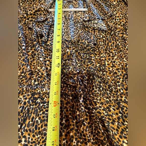Old Navy Waist Defined Ruffle Trim Mini Dress Leopard print women’s Large NWT - Picture 8 of 11